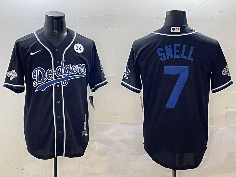 Men Los Angeles Dodgers #7 Snell Black Fashion Game 2025 Nike MLB Jersey style 30613